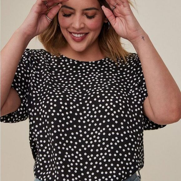 Torrid Women's Black Abbey Georgette Puff Sleeve Blouse Top Size 6X - Picture 3 of 5